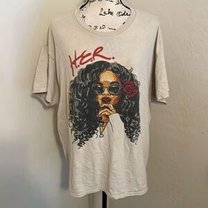 H.E.R. Music Artist White Pullover Graphic Shirt Concert Festival